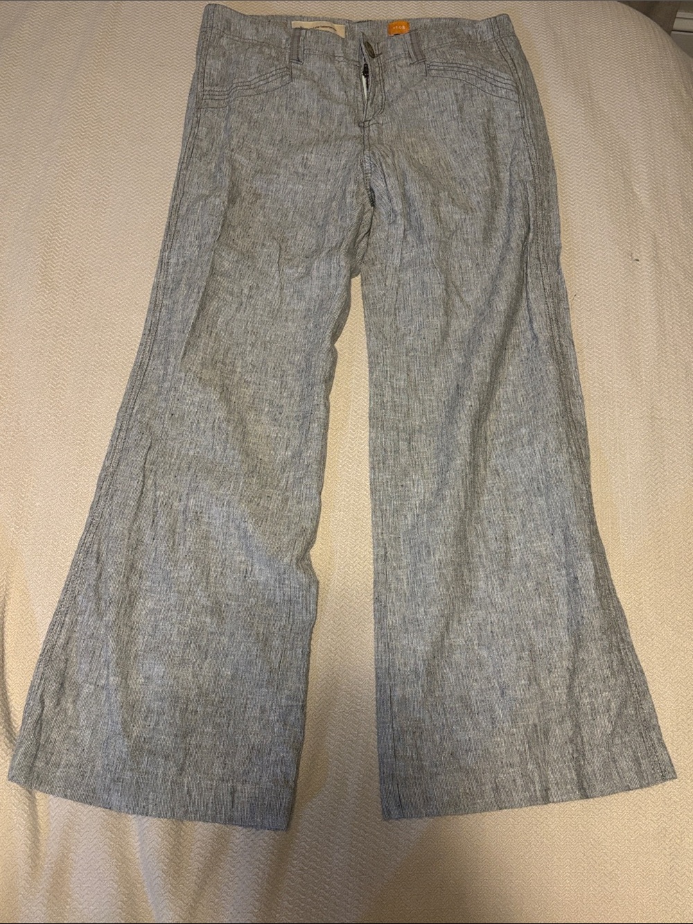 Pilcro and the Letterpress Gray Wide-Leg Linen-Blend Jeans